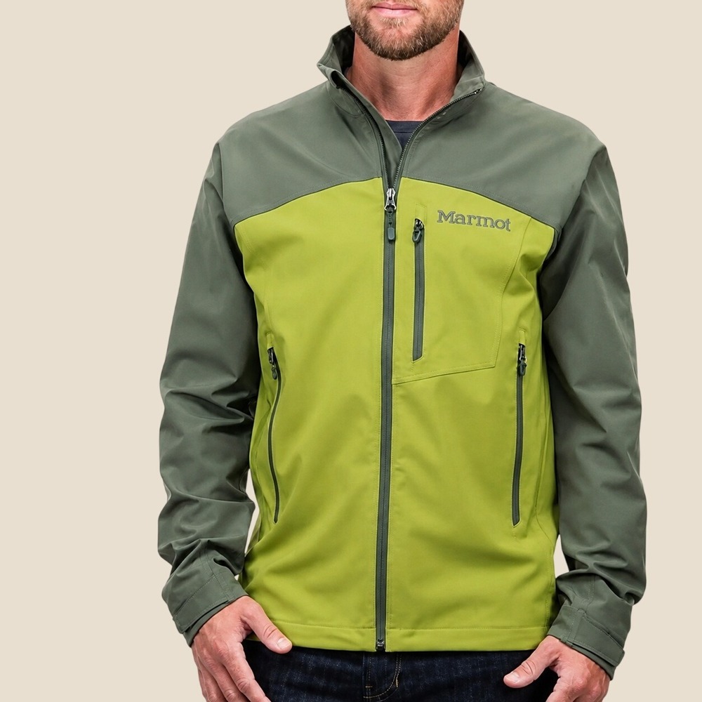 Marmot Soft Shell Jacket M3 Green Full Zip Hiking Active Windproof Men's Size M